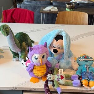 Plush Dinosaur, Owl, and Character Toy Set